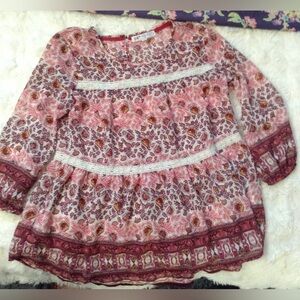 Jolt Red and Yellow Floral Blouse Sz XS